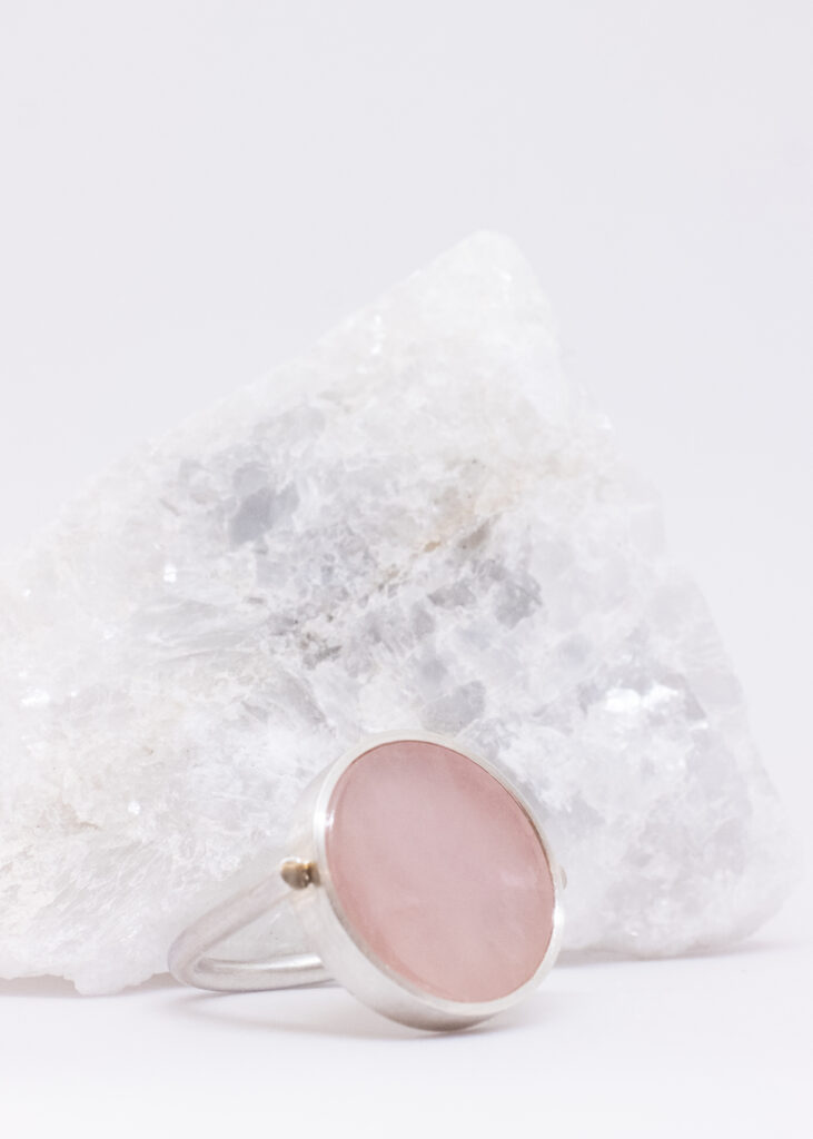 Rosenquarz Ring Silber